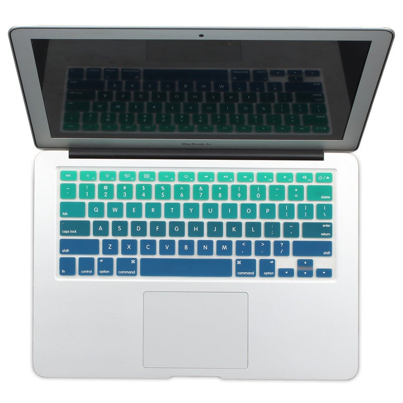 Batianda New Ombre Color Keyboard Cover Protector Silicone Skin for Old Version MacBook Air 13" MacBook Pro 13" 15" 17" (with or w/Out Retina Display) - Gradient Green - Image 1